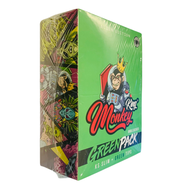 24x Monkey King Green Rolling Papers mit Tips - BOX