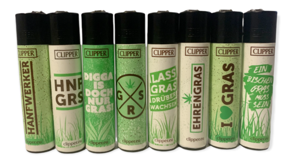 8er Clipper Feuerzeuge GIZEH HANF + Grass
